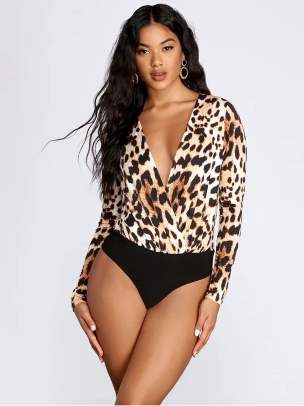 Windsor Fab And Fierce Bodysuit Plunge Leopard NWT Medium